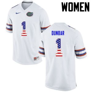 Women's Florida Gators #1 Quinton Dunbar NCAA Nike White USA Flag Fashion Authentic Stitched College Football Jersey ZSY5562WH